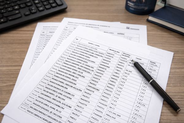 Listados provisionales de admitidos y excluidos del proceso selectivo TIC A1 sobre una mesa de oficina