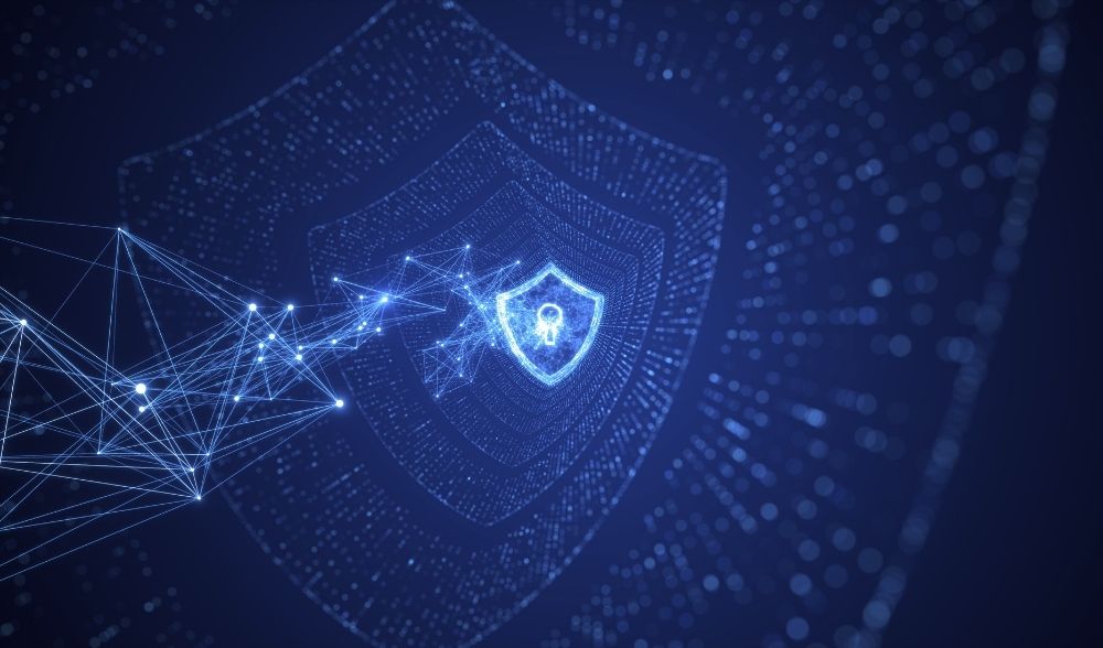 Escudo digital que representa la ciberseguridad frente a vulnerabilidades detectadas con inteligencia artificial