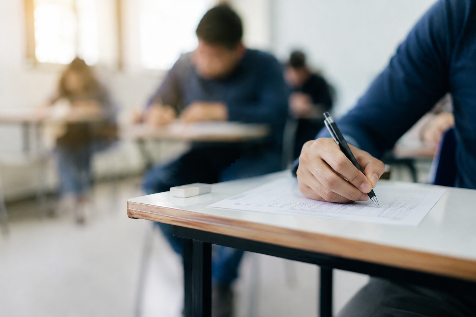 Opositores realizando el examen de Técnicos Auxiliares de Informática del Estado en un aula durante la convocatoria TAI 2025