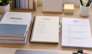 Material de estudio para oposiciones organizado entre temario, repaso y test